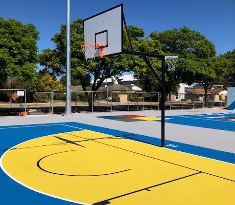 Basketball and netball tower installed in Belmont in Perth, Western Australia.